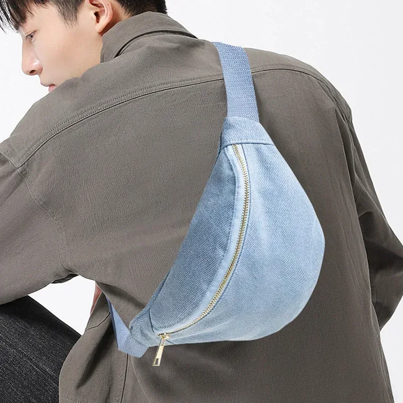

Trendy Convertible Denim Waist Bag | Unisex Lightweight Crossbody Backpack for Outdoor Sports, Hiking & Travel