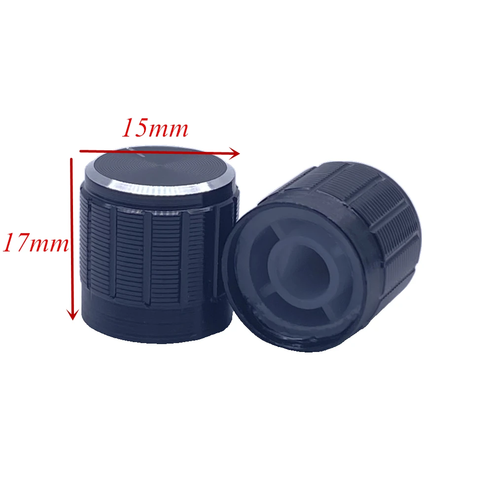 1pcs 15*17mm Volume Knob Aluminum Alloy Potentiometer Knob Cap Control Knob Hat Rotation Switch Knob for 6 mm Hole D Shaft Knob