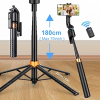Bluetooth Selfie Stick 1.8m Stretchable Gimbals Tripod 10M Remote Control Shooting Phone Stand AI Smart Face Tracking Stabilizer