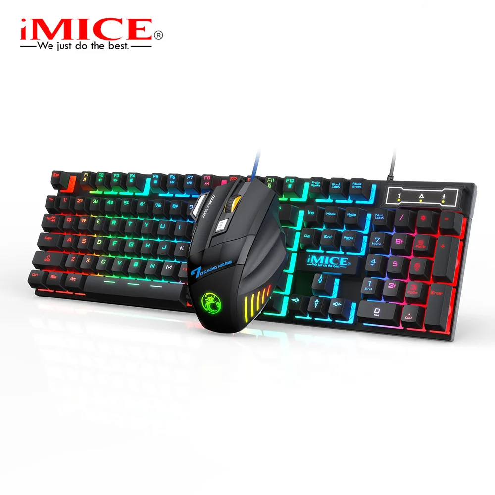 Imagem -04 - Teclado para Jogos Rgb e Mouse com Retroiluminação Teclado Ergonômico com Fio para pc e Laptop 104 Teclas Gamer Usb