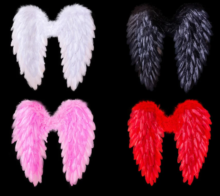 

Black White Angel Feather Wings Holiday Party Props Scene Layout Catwalk Demon Devil Wing Show Birthday Halloween Home Decor