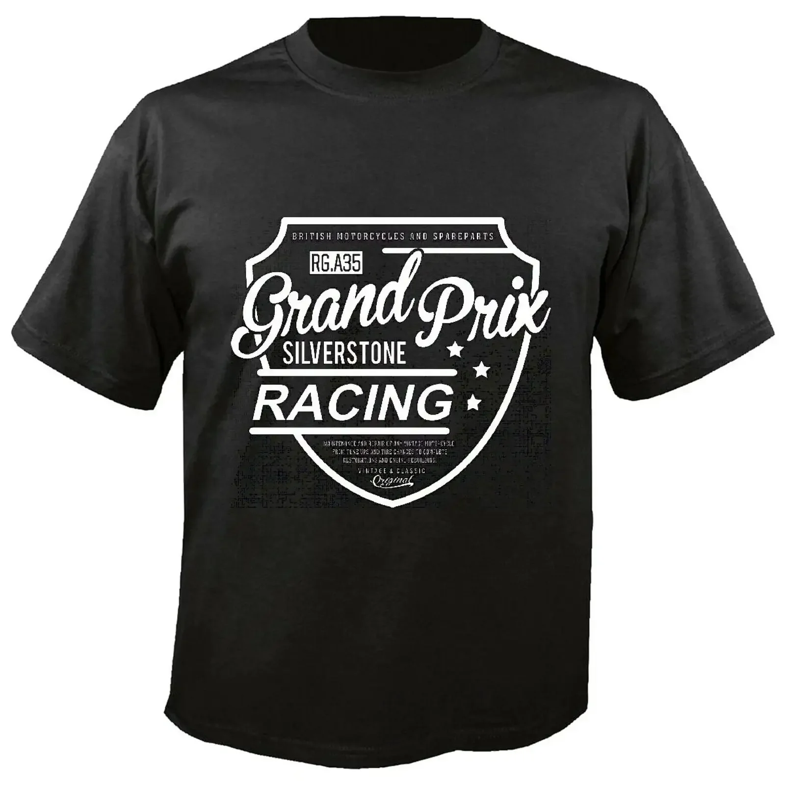 T Shirt GRAND PRIX SILVERSTONE RACING BIKERSHIRT MOTORRADCLUB ROUTE 66 BRITISH vintage Washed Slightly Top For Everyday Wear