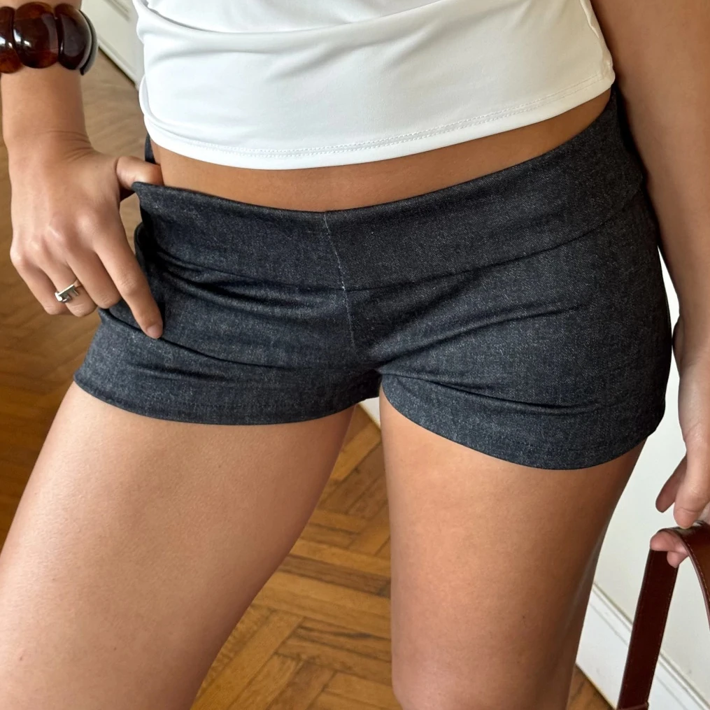 Slim-Fit-Mini-Shorts für Damen, Sommer, modisch, lässig, einfarbig, elastisch, niedrige Taille