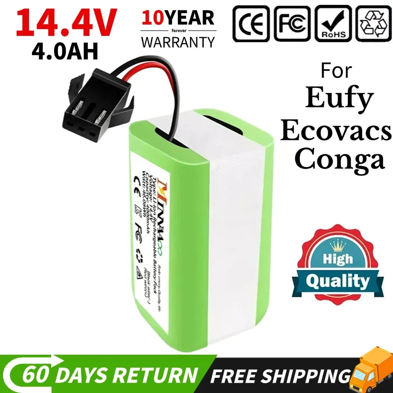 

New 14.4V 6800mAh Li-ion Replacement Battery for Conga Excellence 990 950 1090 1790 1990 Ecovacs Deebot N79 Eufy RoboVac