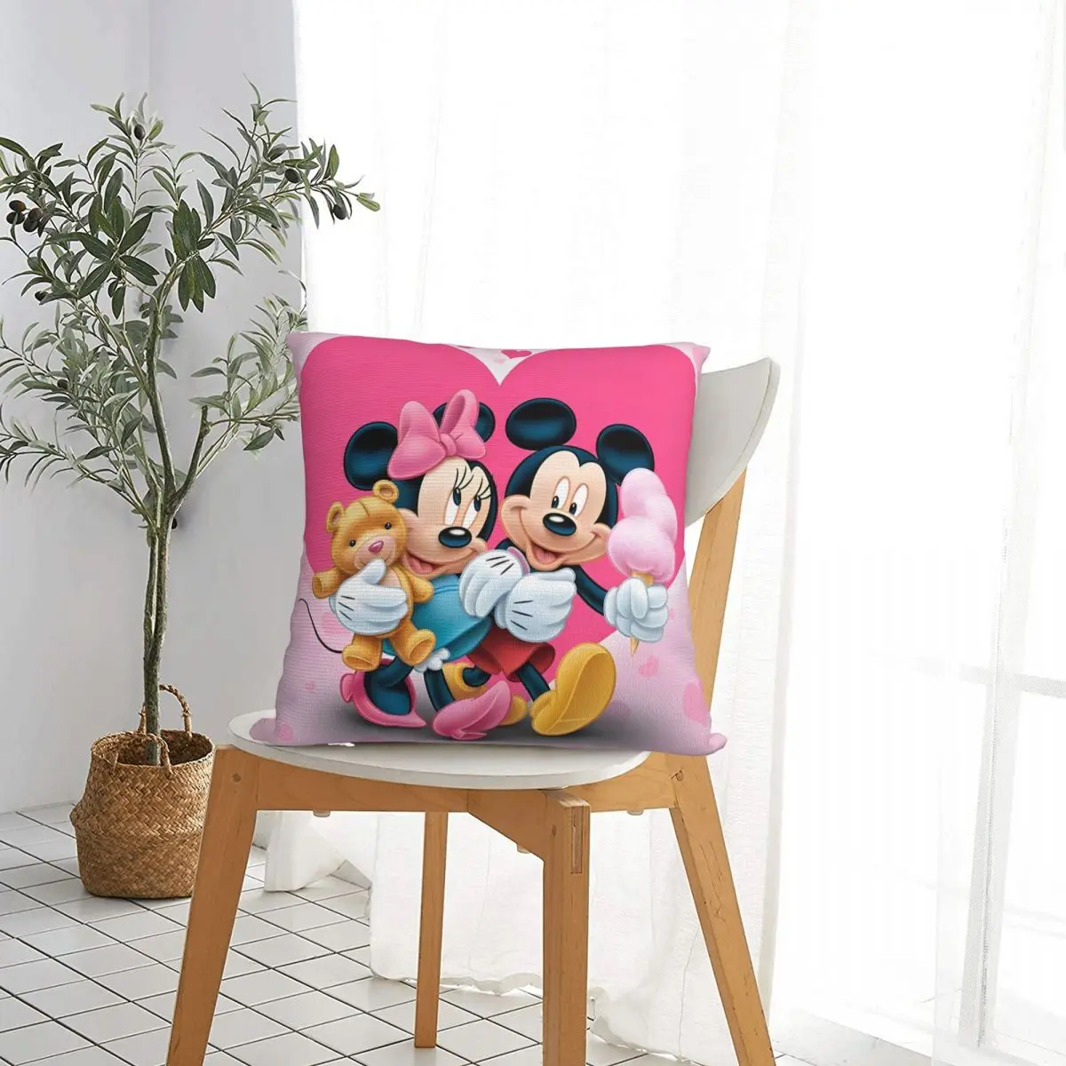 Cute Mickey And Minnie Pillow Case Cartoon Funny Comedy Cushion Covers Vintage Decor Pillowcase for Home 40*40cm