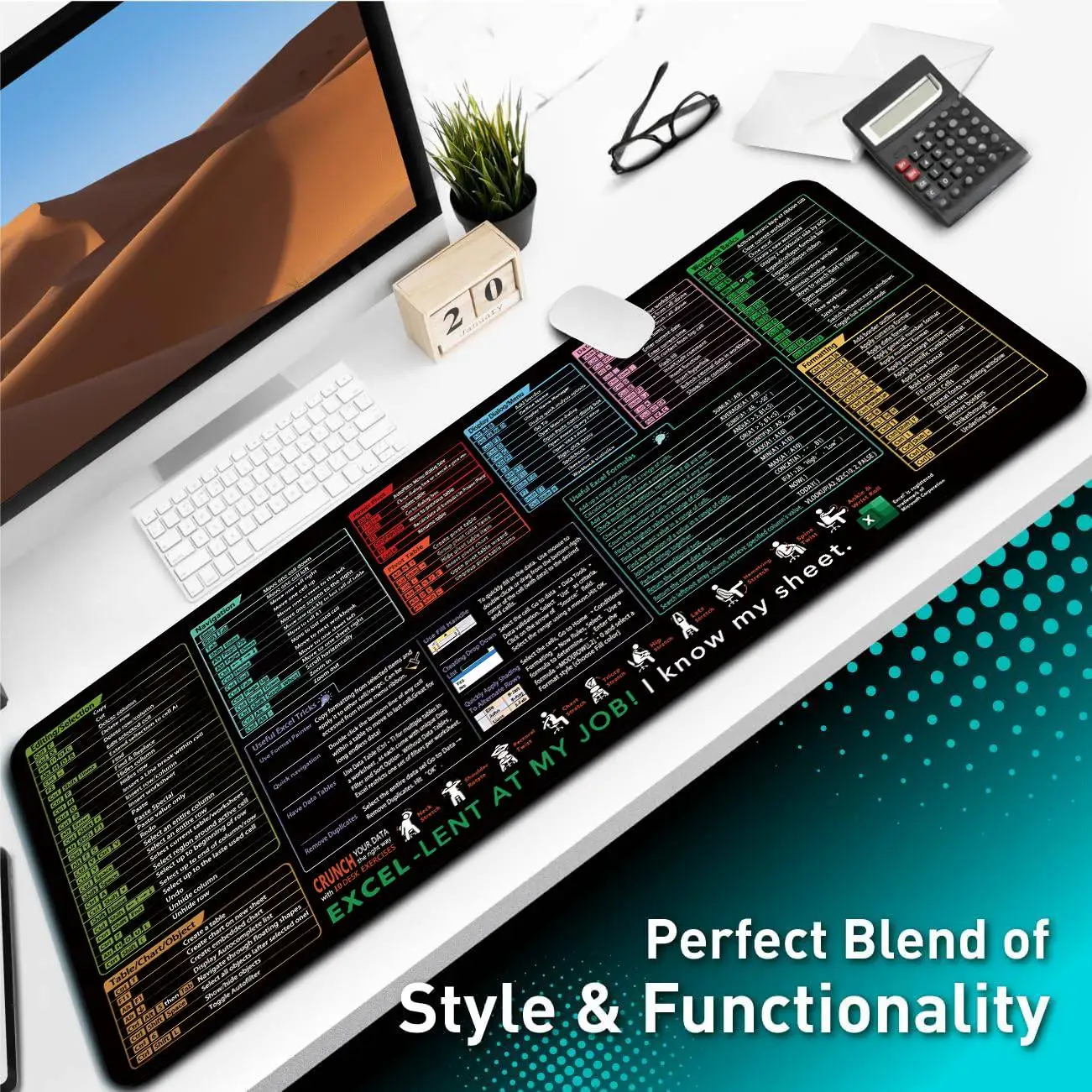 Excel Shortcut Mouse Pad Large Desktop Shortcut Key Mat Home Computer Accessories Keyboard Pads 80x30cm Rubber Table Carpet