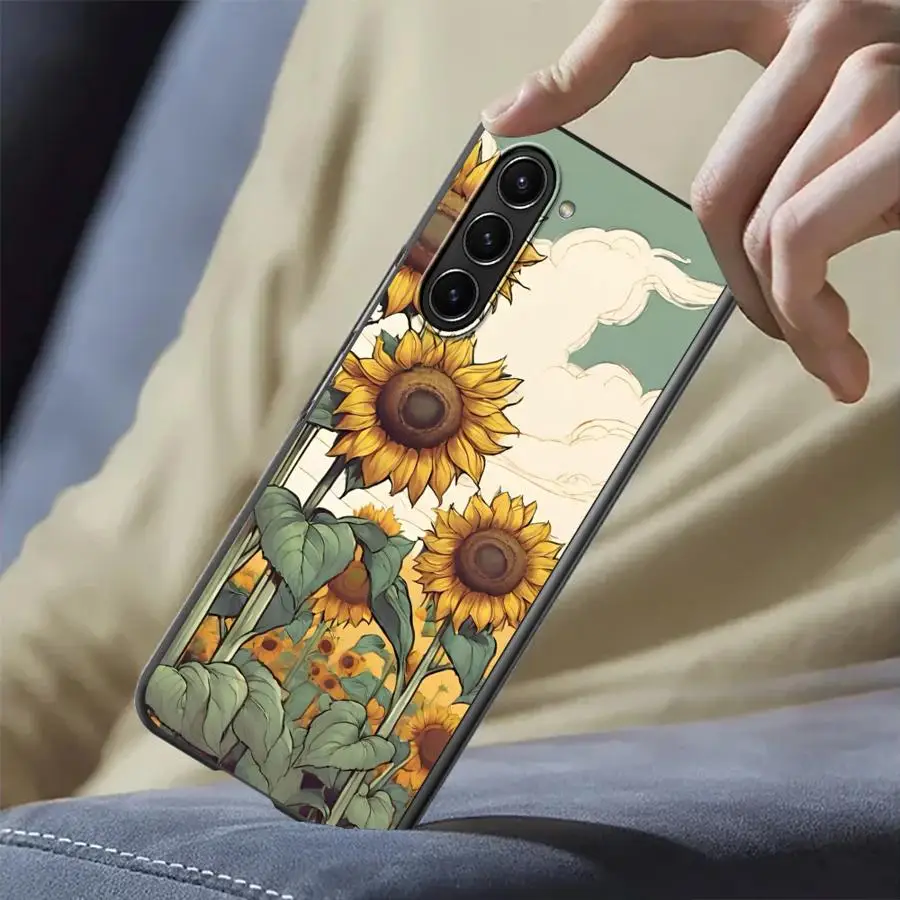 Custodia per Samsung Galaxy ZFold5 ZFold4 ZFold7 ZFold6 Z Fold 7 6 5 4 3 ZFold3 Cover posteriore per telefono Bellissimo mare di girasole