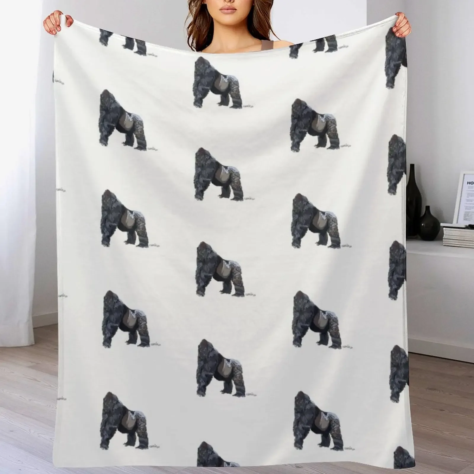 Gorilla Throw Blanket Soft Sherpa Fleece Warm Blanket for Winter