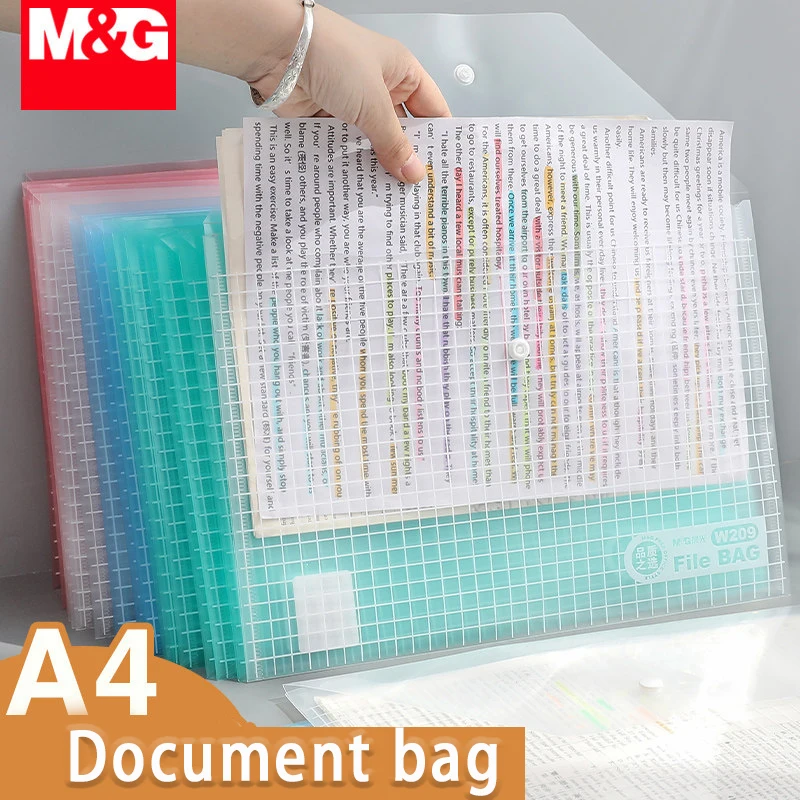 

M&G A4 Document Bag Snap Closure File Bag in Multiple Colors for Office File Storage And Student Material Organization