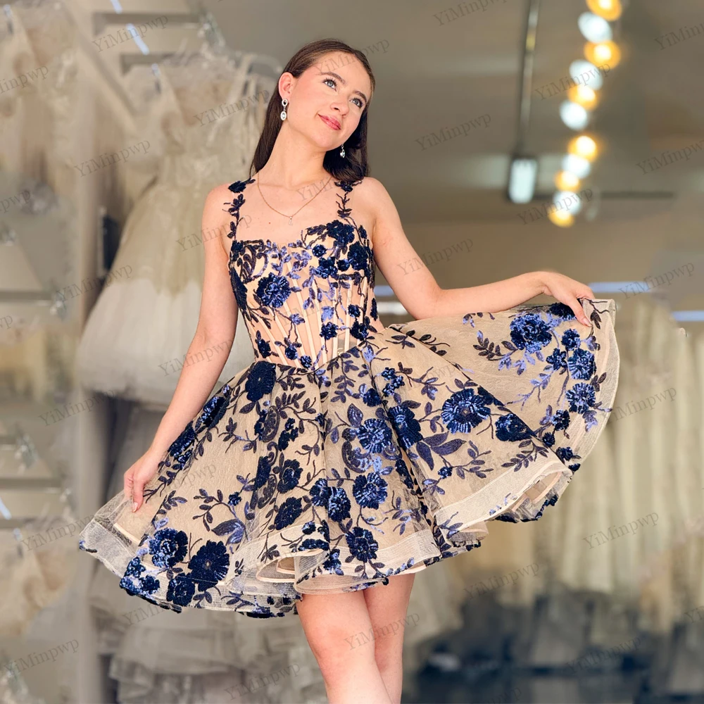 

Flowers Mini Evening Dresses Spaghetti Straps Pastrol Short Birthday Dresses vestidos de fiesta elegantes 2026 Customized