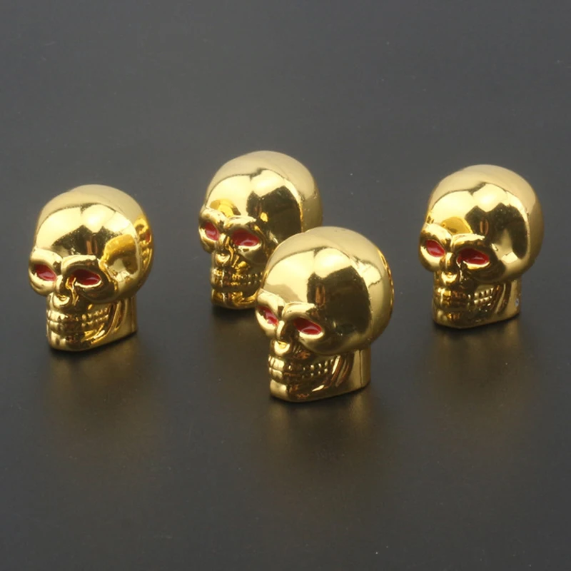 4pcs Skull Shape Car Valve Caps Wheel Valve Cap Auto Tyre Air Valve Stem Caps Dust Cover For Bike Car Vehicles Styling Wheels