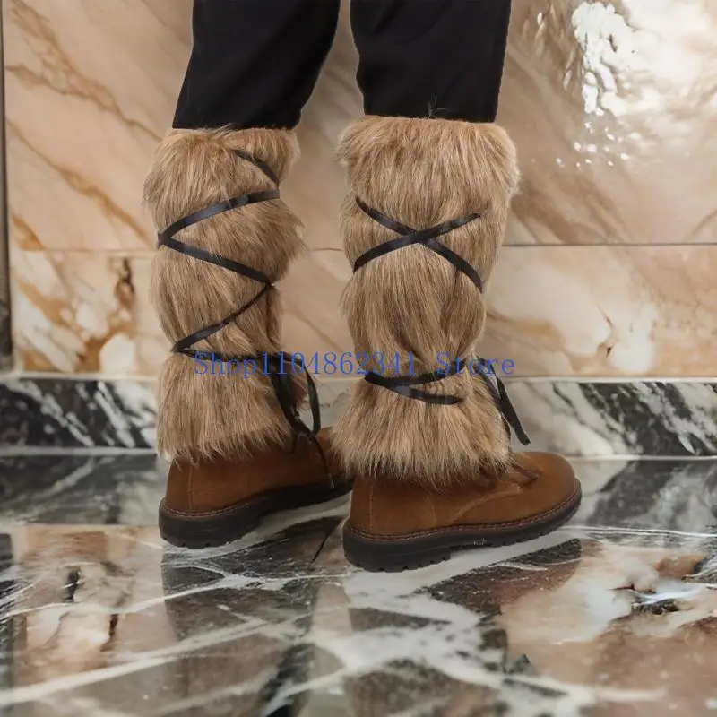 5asd القرون الوسطى فروي جوارب السيقان القرون الوسطى فروي الساق الجراميق أغطية للأحذية القرون الوسطى تأثيري ملحق للنساء الرجال #3