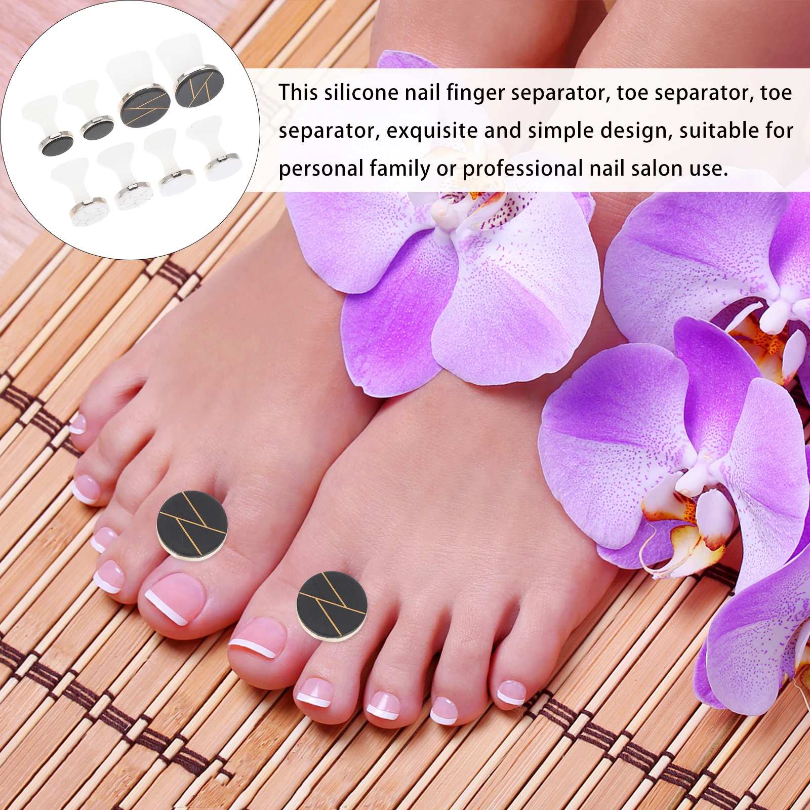 

8 Pcs Toe Separators Silicone Pedicure Nail Tools Feet Spacers for Manicure Salon Use Premium Durable Practical