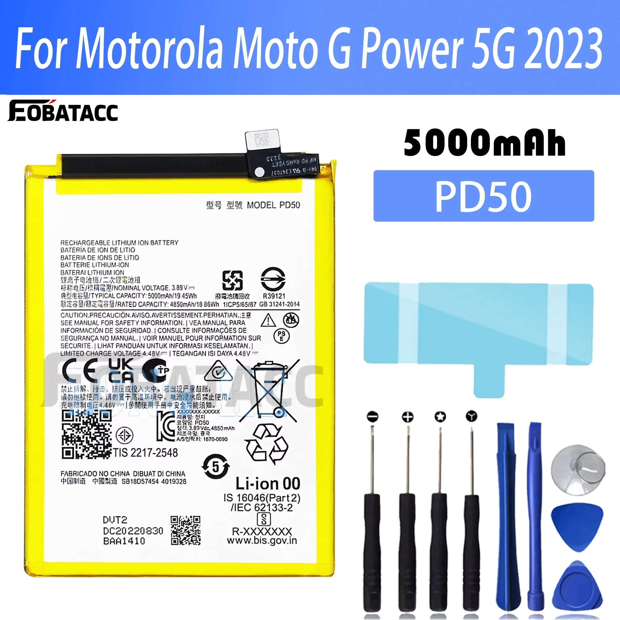 

100% New Original Battery PD50 For Motorola Moto G Power 5G 2023 Battery + Free Tools