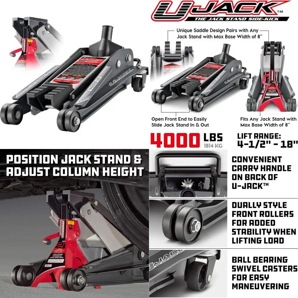 

2 Ton Capacity Garage Jack with 3000 LBS Load Bearing, Lift Range from 4.5 to 18.75 Inches, Featuring Sliding Saddle for Enhance