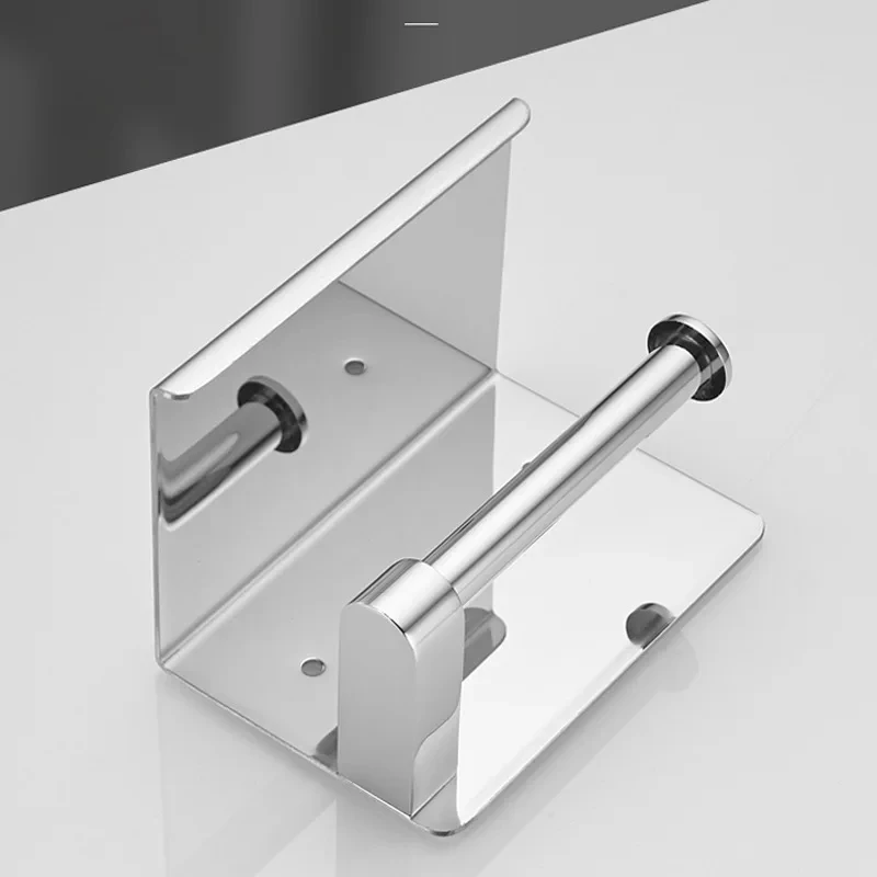 

Stainless Steel Bathroom Paper Holder Toilet Roll Holder No Drilling Wall Mount WC Paper Phone Holders Home Paper Towel Holder