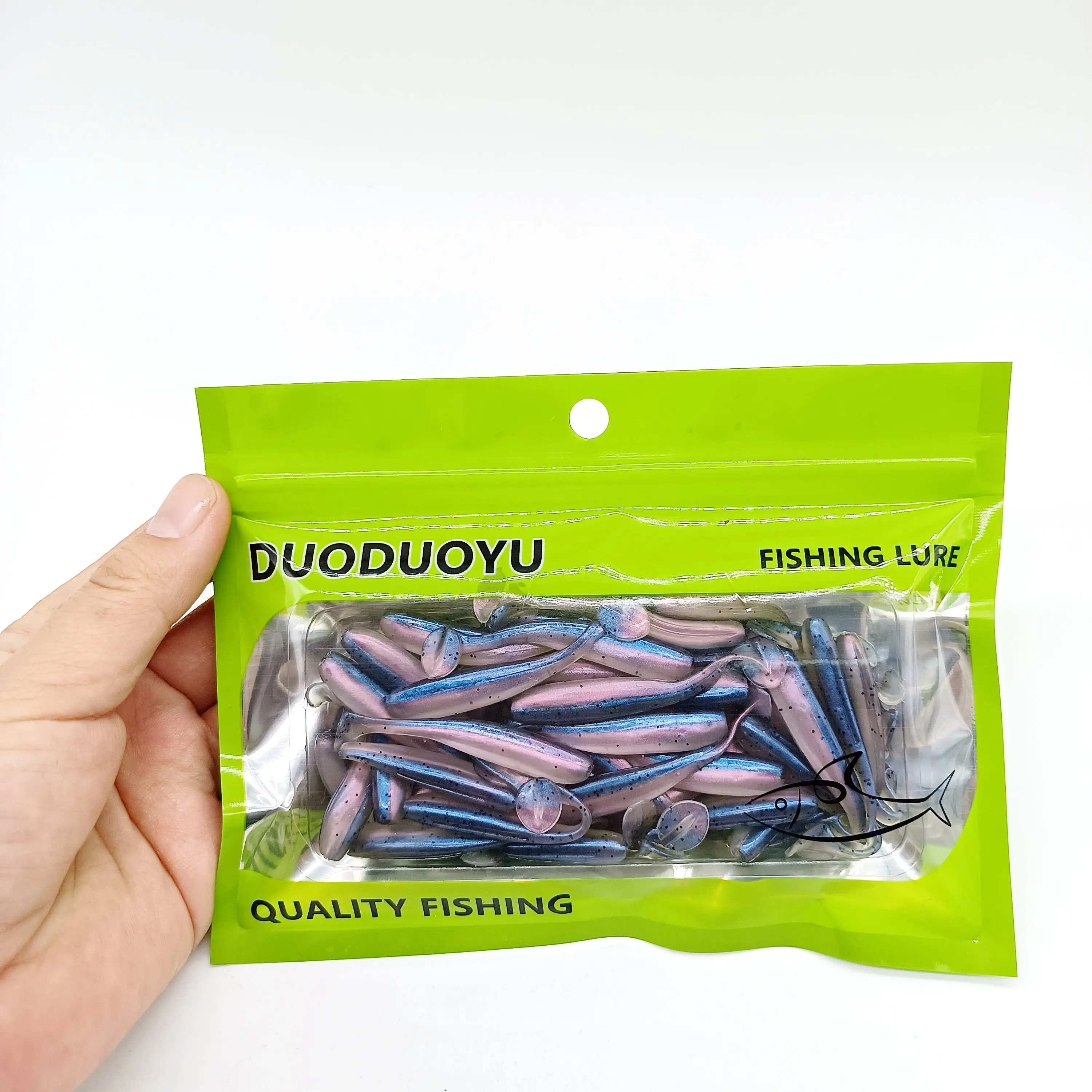 DUODUOYU 50PCS 35mm/0,35g 40mm/0,45g Micro T-schwanz Weiche Angeln lockt Kleine Künstliche Köder Jig Wobbler Bass Hecht Angelgerät – Detail 11