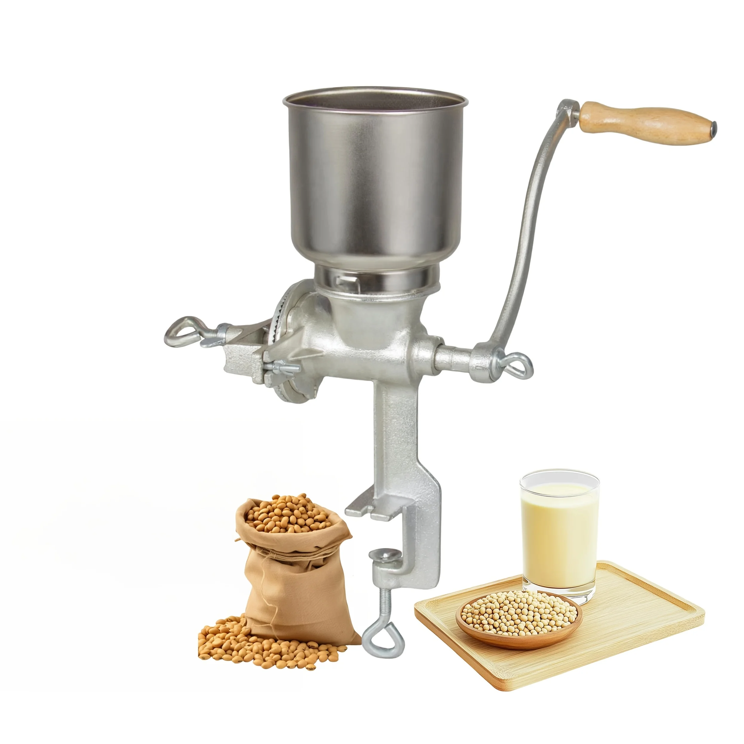 

High Hopper Grain Mill Cast Iron Grain Grinder Manual Coffee Grinder Heavy Duty Food Mill with Shild And Clamp for Nuts Flour Corn And Wheat