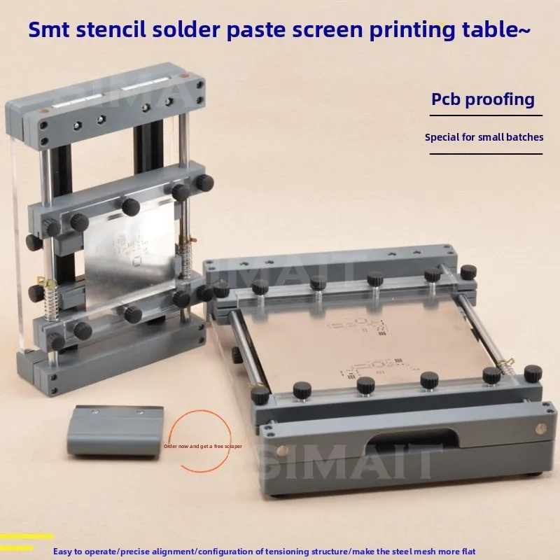 PCB Steel Mesh Solder Paste Manual Screen Printing Table, Desktop SMT Stencil Printer