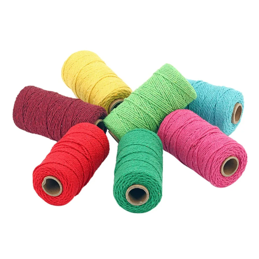 100yard 100%  Pure Cotton Twisted Cord Rope Crafts Macrame Artisan String baker twine Multicolor Cotton Linen Rope Home Textiles