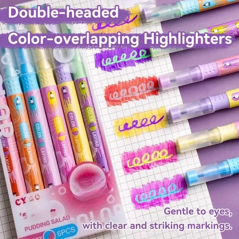 12Pcs 12-Color Bright Double-Ended Highlighter Set - Durable And Versatile Markers for Students And Offices