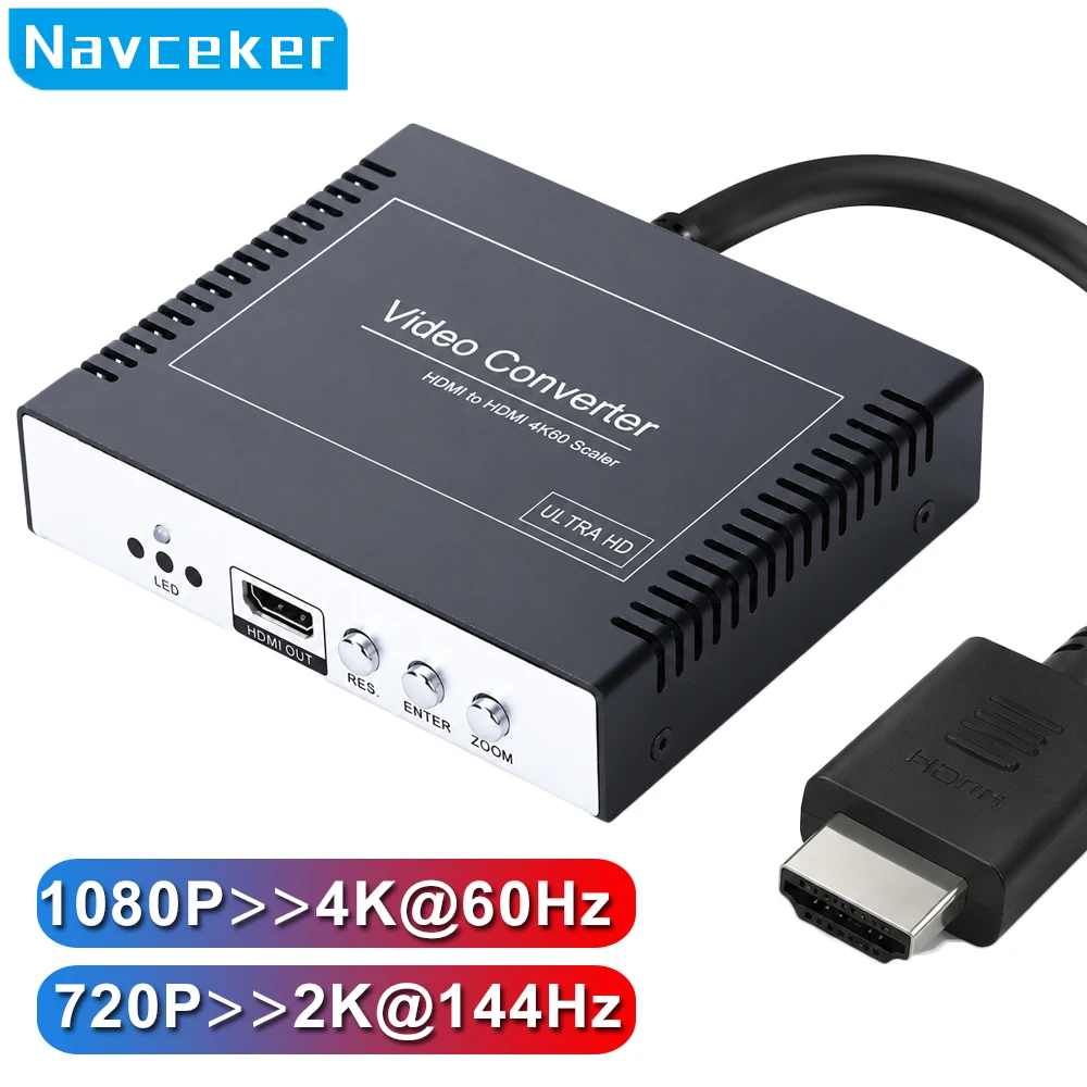 Navceker 4K Gamer Pro HDMI 4K Upscaler 1080p to 4K @60Hz Video Game Console Enhancer without Lag Upscale for Nintendo Switch