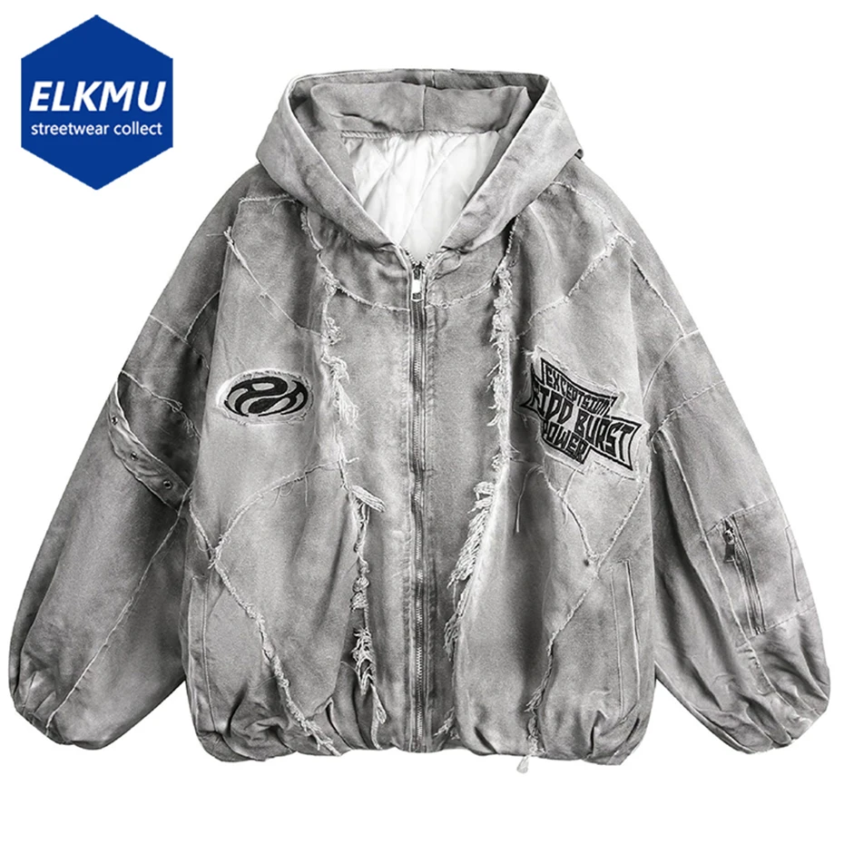 

Vintage Men Winter Jackets Thicken Warm Parkas Coat Streetwear Harajuku Hip Hop Oversized Padded Jackets Retro Hooded Jackets