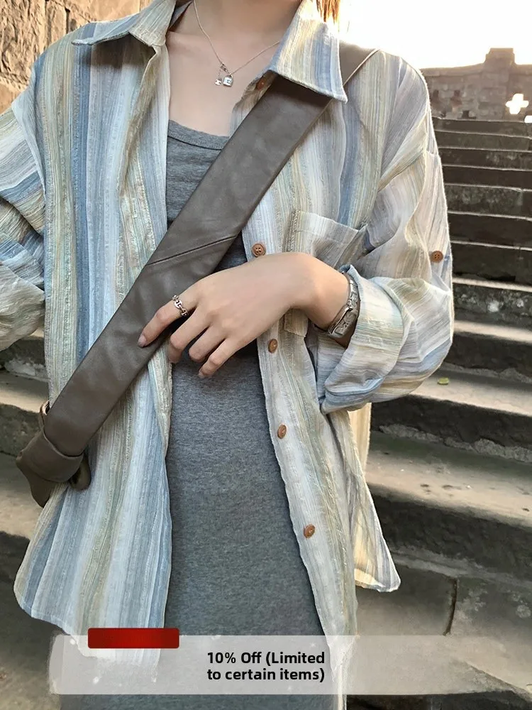 

Женская свободная длинная све с защитой от солнца irt adient Dyeing Thin Sle Fre Верхняя одежда в вертикальную полоску irt Ciwalk