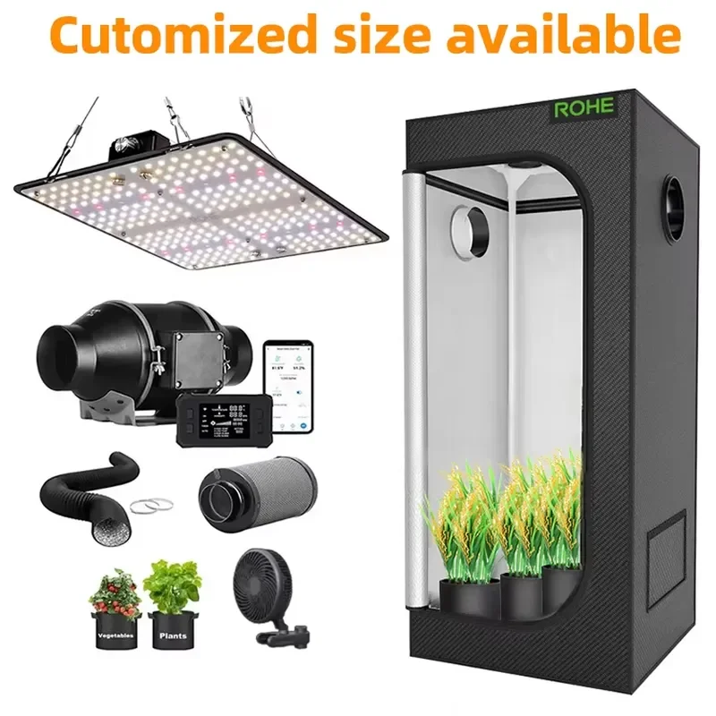 In Stock Small Indoor Grow Tent 600D/1680D Mylar Fabric Metal Frame Full Kit for 2x2 2x4 3x3 4x4 Grow Tents