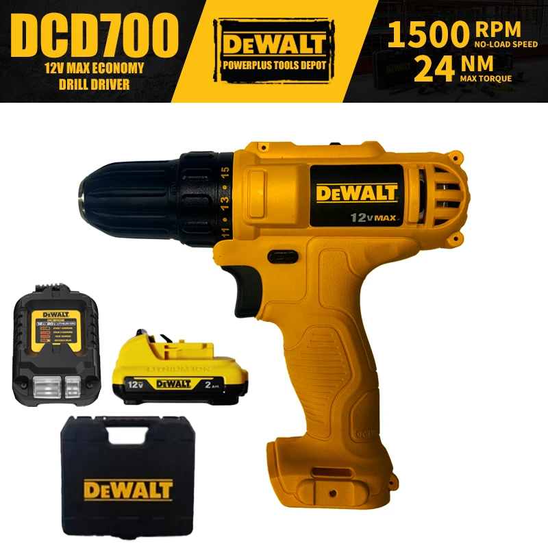 DEWALT DCD700 Kit Economy Cordless Drill Driver 12V Power Tools With Battery Charger