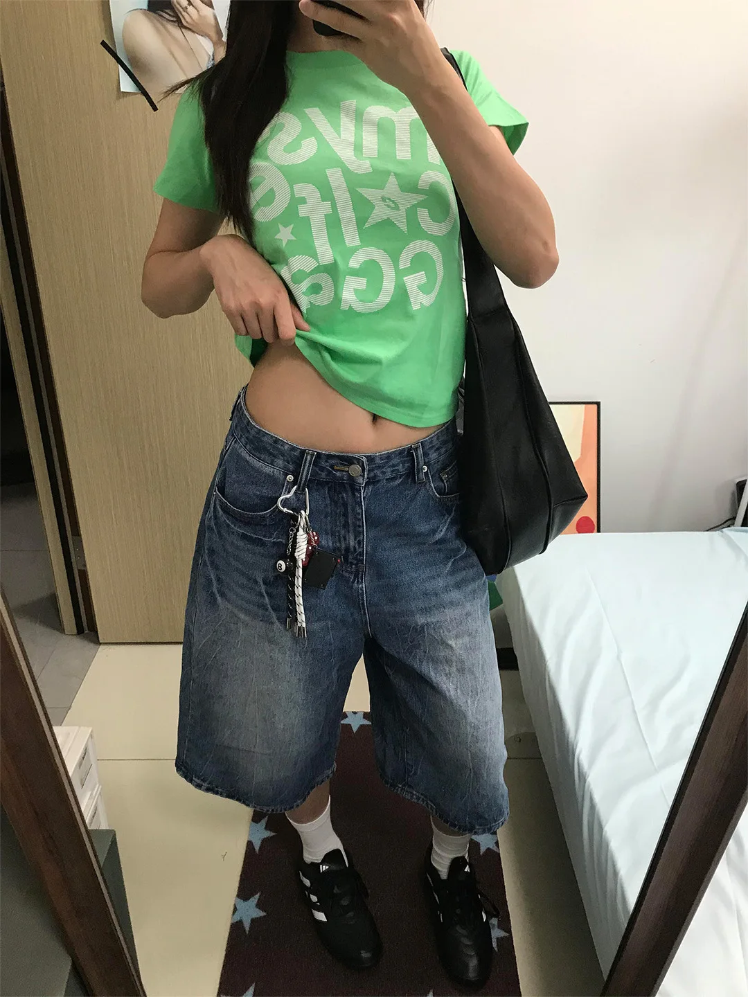 

Summer 2026 High Waist Wide Leg Jeans Thin Style Lazy Street Style Mid-Calf Length Slimming Effect Seven-Foot Denim Shorts