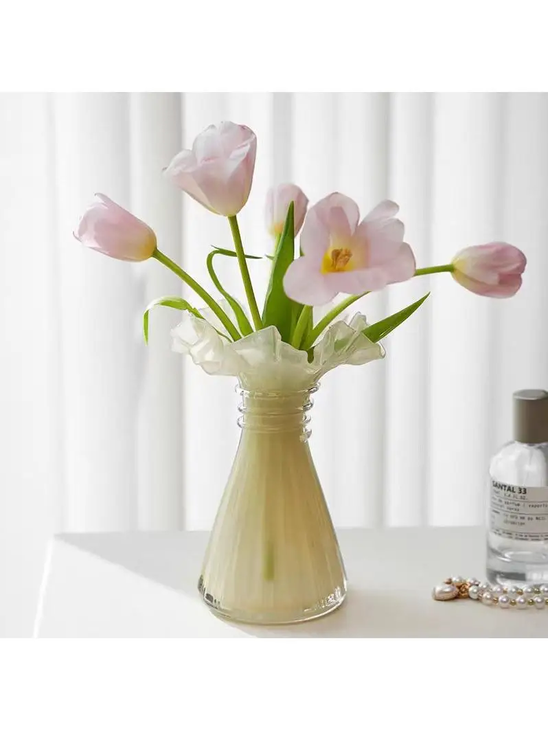 Glass Flower Vase Small Style Creative Living Room Decorative Flower Pot Table Centerpiece Glass