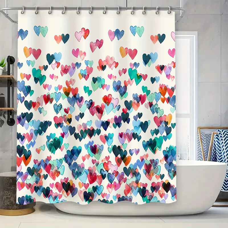 

Floral Shower Curtain Colorful Flowers Pattern Waterproof Fabric Bathroom Decor Vintage Rustic Farmhouse Style Washable Liner