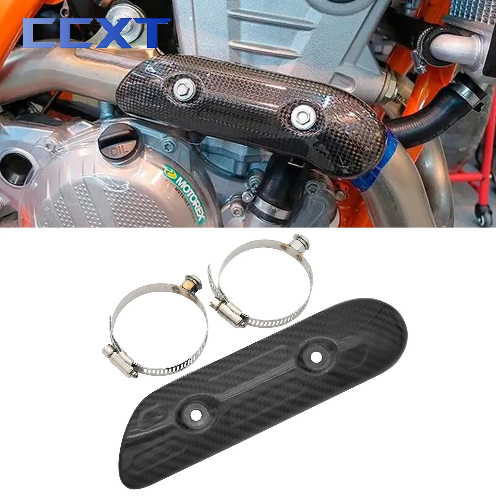 Motorcycle Carbon Fiber Exhaust Heat Shield Protector For Huqvarna FX FE 230 350 450 501 2017-2023 For KTM EXC EXCF 2007-2023