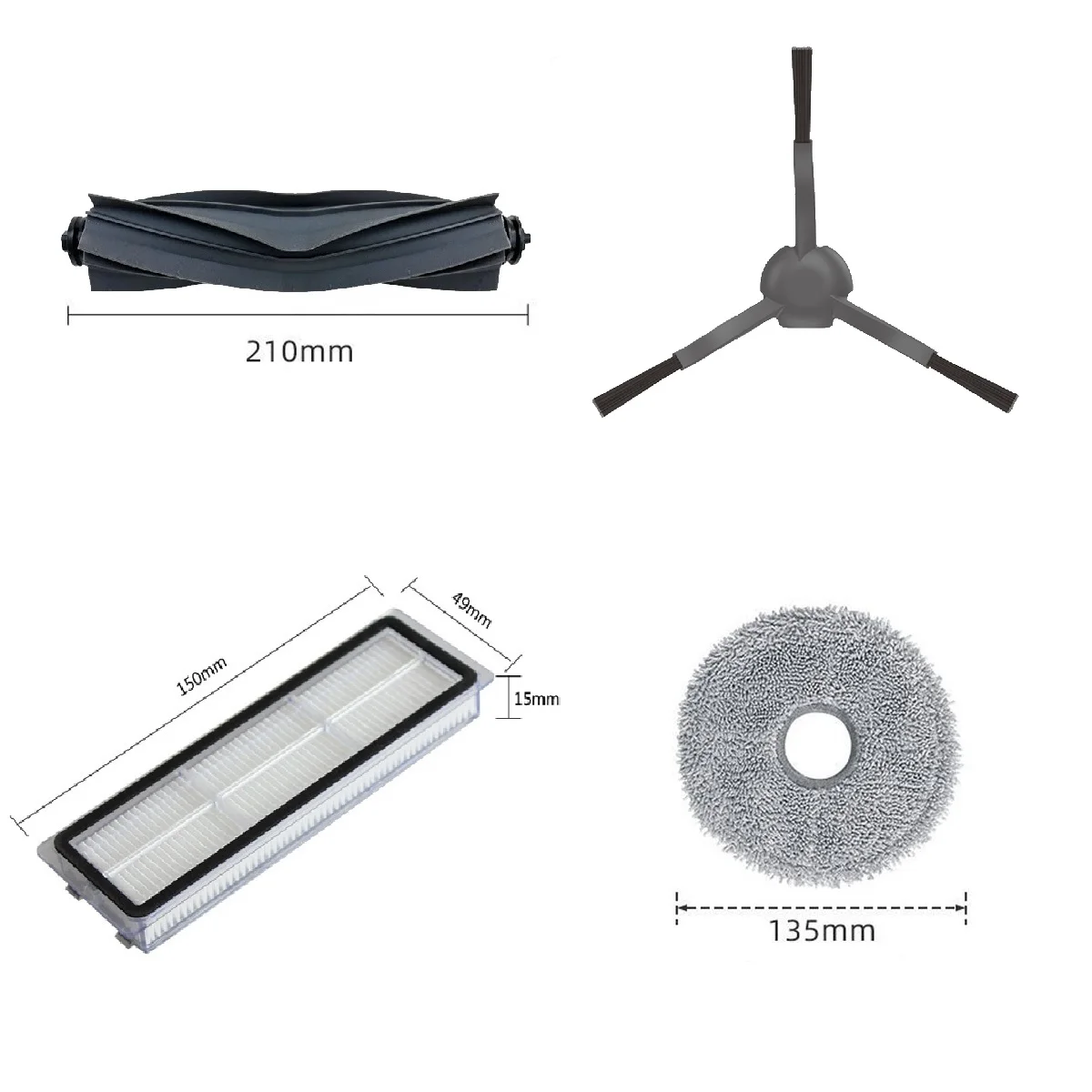Main Brush For Dreame L10s Pro Gen 3 / L10s Pro Gen 2 / L10s Pro / L10sPlus / L10sUltra Robot, Side Brush, Filter, Mop Cloth