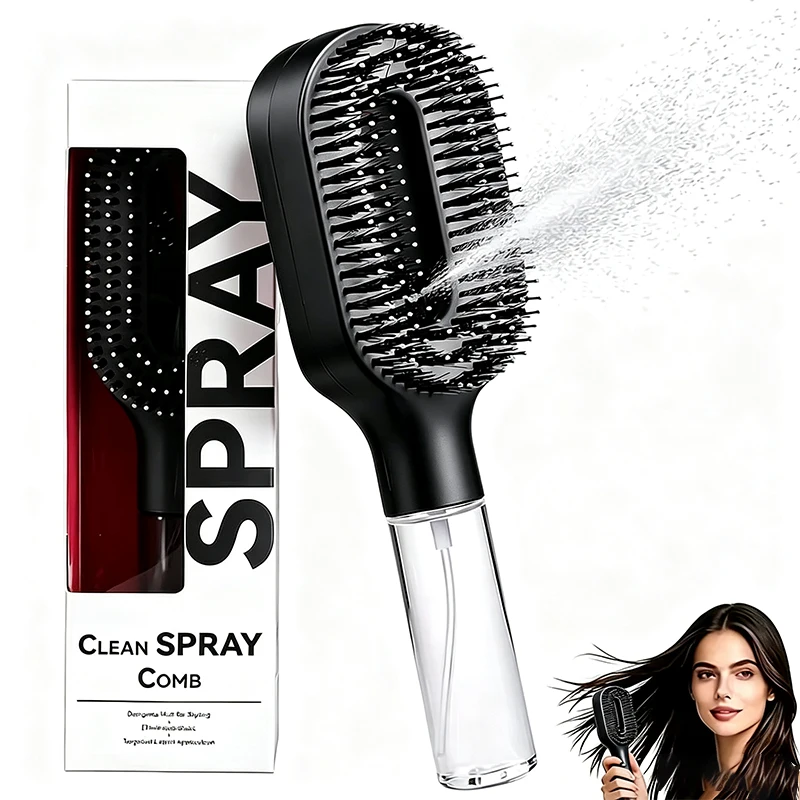 One‑Click Spray Detangling Styling Comb, Fine Mist No Dripping, Tames Flyaways & Frizzy Hair, Suitable for All Hair Types