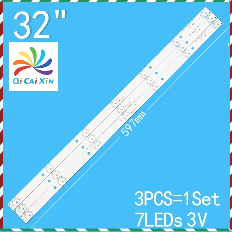 

1SET=3PCS 7LEDs 3V 596mm Suitable for Leroy 32-inch LCD TV JS-LB-D-JP3235-071DBAD 32L31 32L33 32L53 E32-0A35 PY63356B L32F1600B