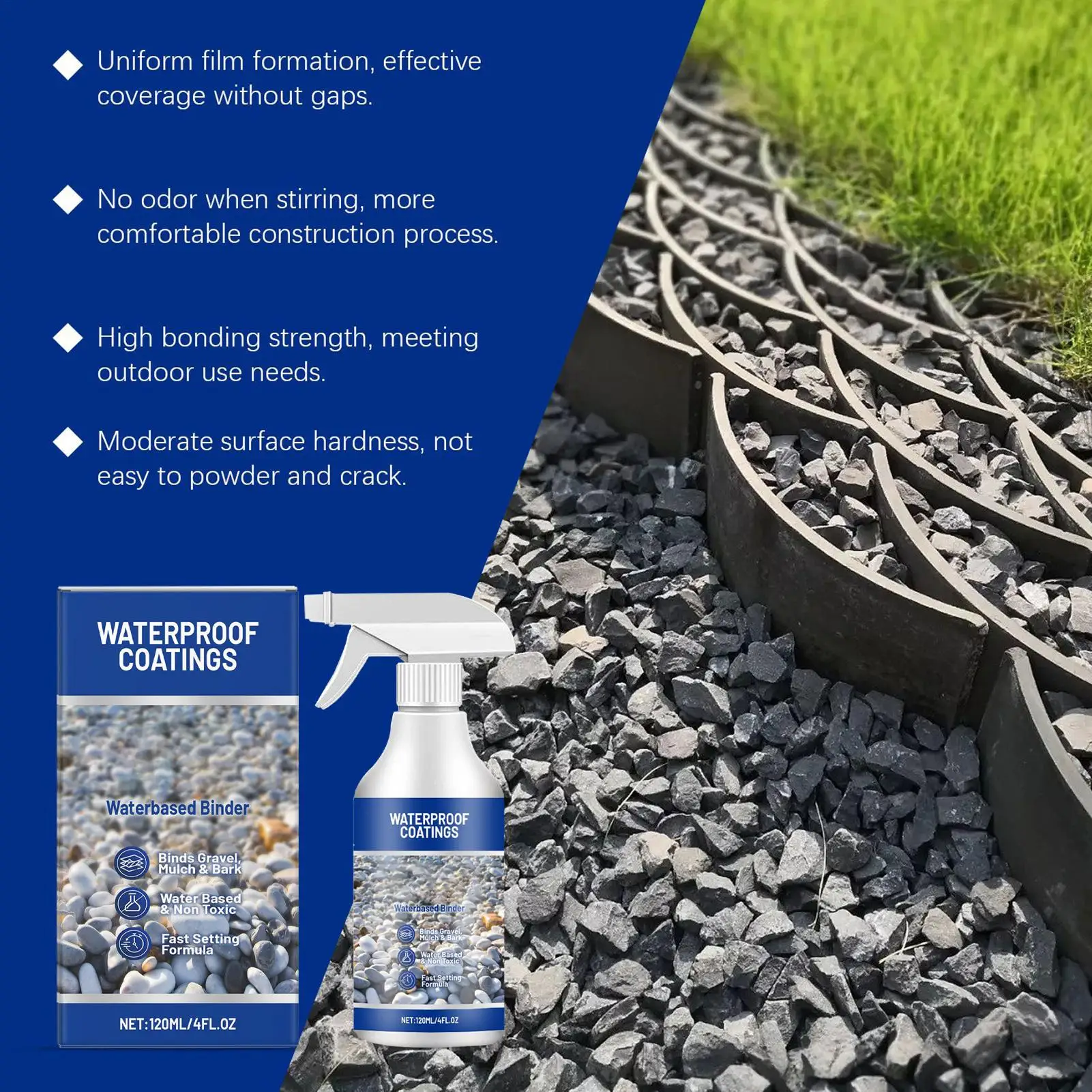 Rock Glue For Outdoor Pea Gravel Landscape Rock Glue Sealer Strong adhesion Waterproof Fast Drying Spray Gravel Binder 120ml
