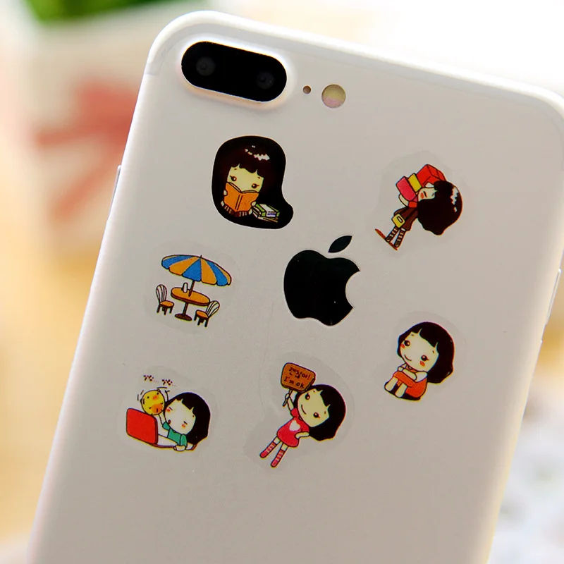 17styles Cartoon PVC Sticker Set Decorative Adhesive Stickers DIY Decoration Diary Stationery Transparent Stickers Children Gift