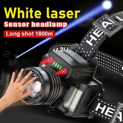 Strong Light Long Range Headlamp Built-in Battery Type-C Rechargeable Induction Headlight Super Bright Zoom Miner's Lamp Fishing