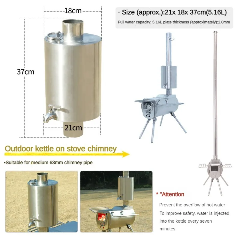 Outdoor Water Kettle 304 Stainless Steel Circular Holding Pipe Water Kettle Picnic Camping Outdoor Washing Tools with Faucet