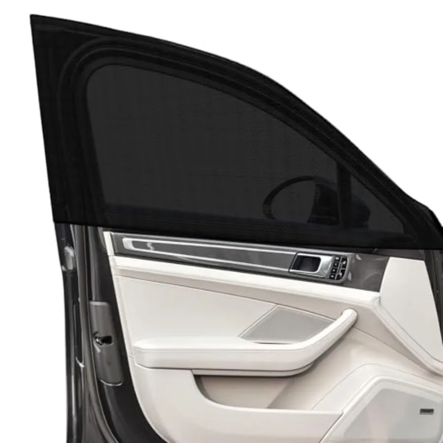 2 PCS Car Window Shades, UV Protection Vehicle Front Rear Side Mesh Sunshade Curtains, Breathable Heat Block Window Screen Cove
