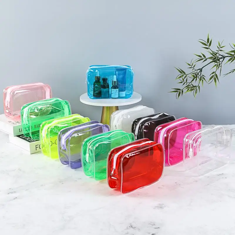 PVC Transparent Travel Storage Bag Waterproof Durable Clear Organizer for Cosmetics Toiletries Office Small Items