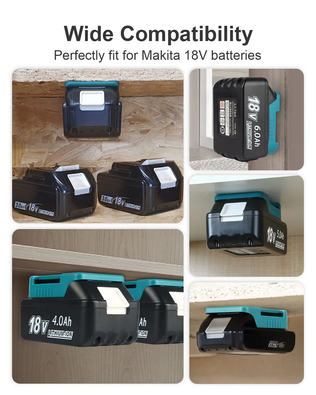 Imagem -06 - Estojo do Suporte da Cremalheira do Armazenamento da Bateria Dispositivos de Fixação Ferramentas Elétricas Makita Bosch 14.4v 18v 10 Pcs Pcs