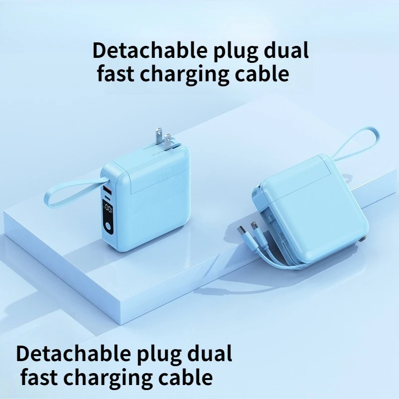 AC Plug Power Bank with Built-in Cable, Large Capacity 20000mAh Super Fast Charging 22.5W Portable Power Bank