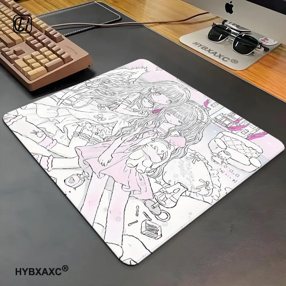 Anime Pink Girl Gaming Keyboard Pads Desk Accessories HD Gaming Deskmat PC Rubber Anti-slip Mousepad Sleepy Angel Pink Mouse Pad
