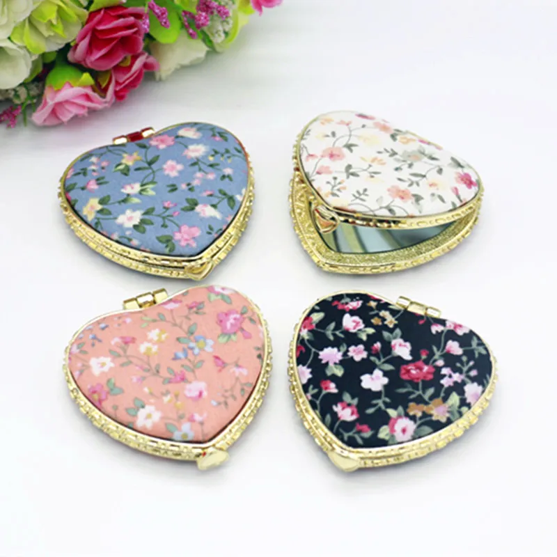 1pc Floral Spiegel Mini Make-Up Kompakte Tragbare Zwei-seite Klapp Make-Up Spiegel Frauen Vintage Kosmetik Make-Up für geschenk