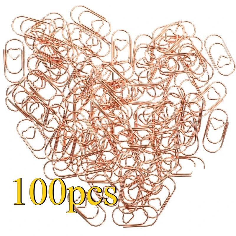 

100 pieces of mini-love-shaped metal folder documents Office books reading cute decorative ideas exquisite and unique.