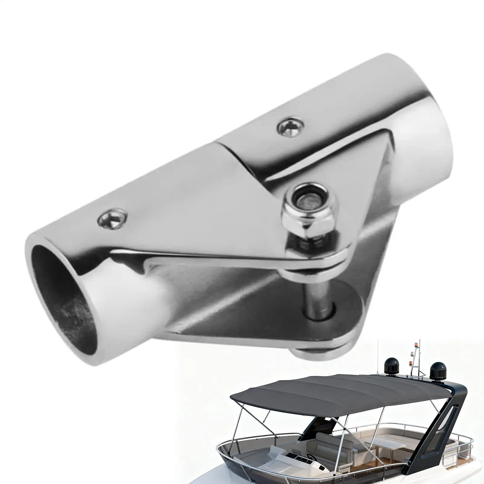 

Boat Pipe Connector Stainless Steel Yacht Hardware Folding Swivel Connector for Yacht Deck Shading Systems Marine Pipeline