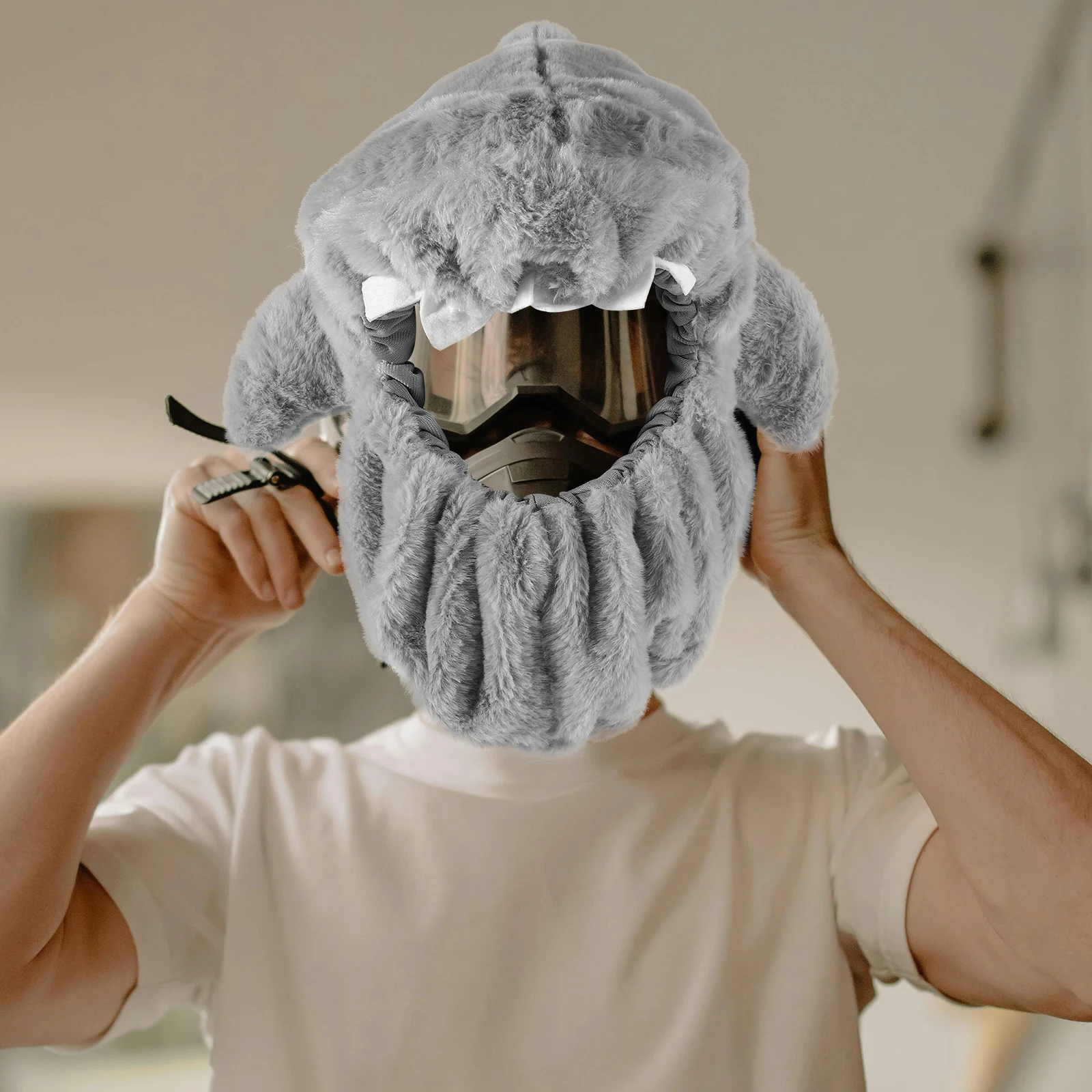 

Motorcycle Decorative Cover Unique Cartoon Shark Headwear Funny Bike Face Mask For Adults Hollowing Snowboard Accessories